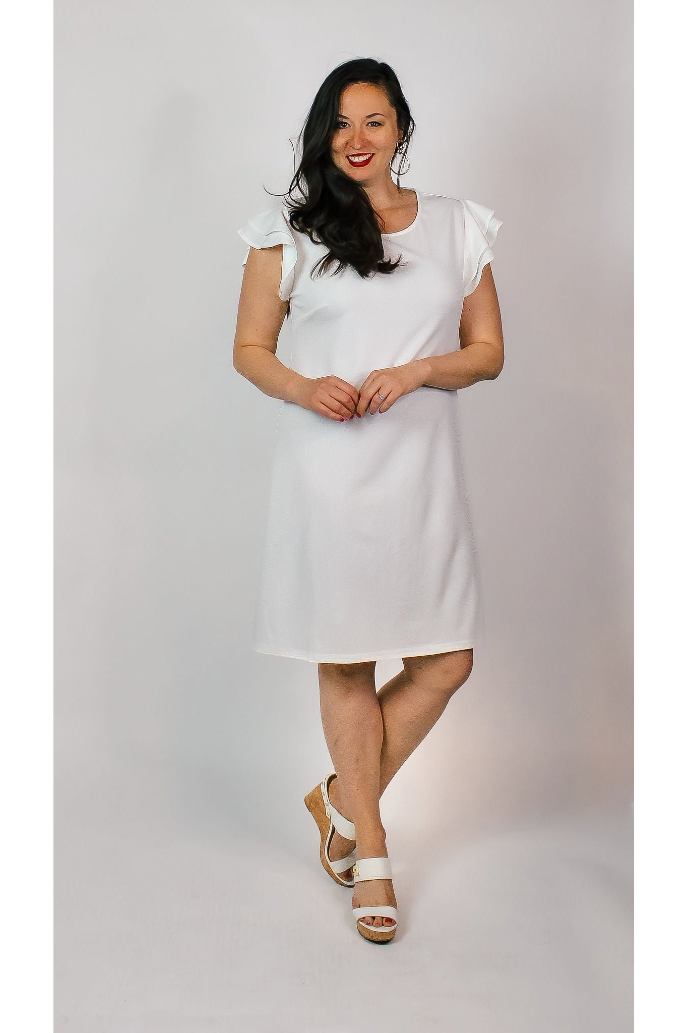 Nalia Tiered Cap Sleeve Dress Dresses-Casual Aryeh Small White 